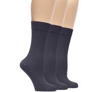 Hugh Ugoli Chaussettes Habillées & Business Femme en Bambou | Chaussettes Mi-mollet Fines, Décontractées & Respirantes, Lot de 3 Paires, Anthracite, Pointure: 36-39