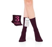 Hugh Ugoli Chaussettes Habillées & Business Femme en Bambou | Chaussettes Mi-mollet Fines, Décontractées & Respirantes, Lot de 3 Paires, Bordeaux, Pointure: 36-39