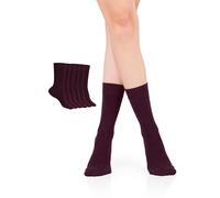 Hugh Ugoli Chaussettes Habillées & Business Femme en Bambou | Chaussettes Mi-mollet Fines, Décontractées & Respirantes, Lot de 3 Paires, Bordeaux, Pointure: 36-39