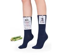 Hugh Ugoli Chaussettes Habillées & Business Femme en Bambou | Chaussettes Mi-mollet Fines, Décontractées & Respirantes, Lot de 3 Paires, Bleu Marine, Pointure: 36-39