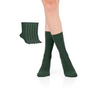 Hugh Ugoli Chaussettes Habillées & Business Femme en Bambou | Chaussettes Mi-mollet Fines, Décontractées & Respirantes, Lot de 3 Paires, Vert Armée, Pointure: 36-39