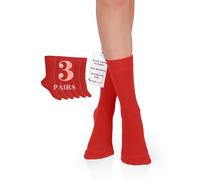 Hugh Ugoli Chaussettes Habillées & Business Femme en Bambou | Chaussettes Mi-mollet Fines, Décontractées & Respirantes, Lot de 3 Paires, Rouge, Pointure: 36-39