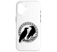 Hugin et Munin Odin's Ravens avec le symbole et les runes de Coque pour iPhone 16