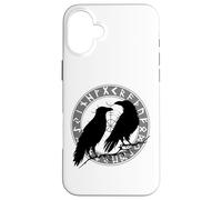 Hugin et Munin Odin's Ravens avec le symbole et les runes de Coque pour iPhone 16 Plus