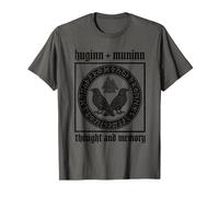 Huginn and Muninn- Rune Circle - Vintage Engraving Style T-Shirt