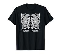 Huginn et Muninn Odin's Two Ravens Art Style Viking T-Shirt
