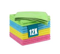Huglux 12 PCS Chiffons de Nettoyage Microfibre, Micro Fibre Chiffon Menage