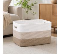 Huglux Panier à Linge Sale 72 L, Corbeille a Linge Grand, Corde en Coton