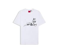 Hugo T-shirt Dirunn 10258299 manches courtes en jersey de coton motif animal Blanc XL Homme