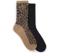 HUGO Lot de deux paires de chaussettes mi-mollet avec détails à motif léopard - Style 2P RS LEO LOGO CC W, 50543172 Fantaisie 35-38