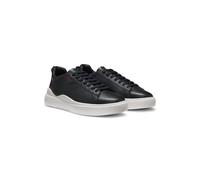 HUGO Baskets en cuir lisse avec logo contrastant - Style Blake_Tenn_lt_N, 50499261 Noir 48