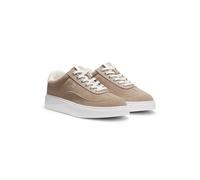 HUGO Baskets en cuir suédé avec logos superposés - Style Lyzz_Tenn_sdpu, 50563568 Brun chiné 37