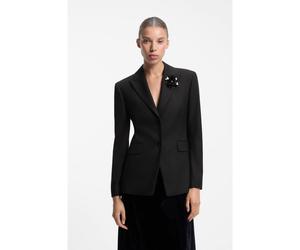 HUGO Blazer coupe Regular à fines rayures et broche fleur à sequins - Style Asmalla, 50570535 Noir 38