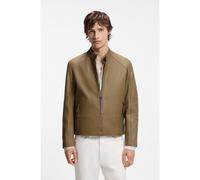 HUGO Blouson de motard Slim en cuir lisse - Style Likos, 50564039 Beige M