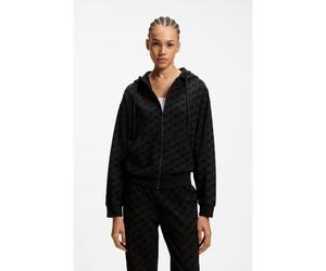 HUGO Blouson Relaxed avec capuche et logos floqués - Style FLOKKY_JACKET, 50566669 Noir S