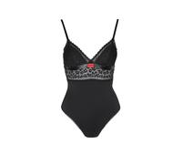 HUGO Body en dentelle et en résille avec étiquette logo rouge - Style SAVANA BODYSUIT P, 50570667 Noir S