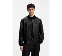 HUGO Bomber en cuir nappa avec rivet à logo empilé - Style Ladamor, 50567800 Noir M