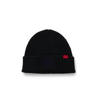HUGO Hommes Xola Bonnet en Laine Vierge avec Logo Rouge