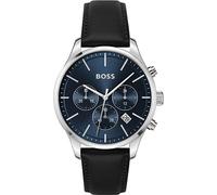 BOSS Montre chronographe avec cadran bleu et bracelet en cuir - Style AVERY, 58138468 Noir pcs.