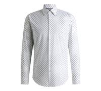 HUGO BOSS Camicia Uomo Regular Fit Cotone A Motivi Manica Lunga Bianco