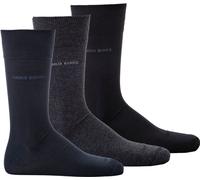 HUGO BOSS Chaussettes Hommes, Lot de 3 - Finest Soft Coton, Threepack, noir/bleu marine/gris 39-42