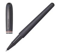 Hugo Boss Contour HSH3415D Iconic Stylo roller en laiton et aluminium de couleur noire, longueur : 13,6 cm, couleur de l'encre : noir