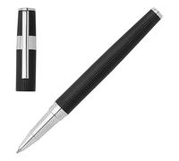 Hugo Boss Gear HSV2855A Pinstripe Stylo roller en laiton avec revêtement chromé Noir/chromé 13,8 x 1,1 cm