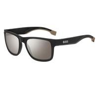Hugo Boss Homme BOSS 1496/S 087/ZV Lunettes de soleil Plastique Noir-opaque Argent Carré Polarisé Miroir