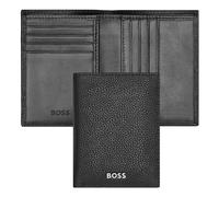 HUGO BOSS Porte-cartes Classique Noir Multiples Fentes pour Cartes et Poche Fendue 8 Compartiments Cuir de Vache Uni Rabat Bi-pli Adultes Unisexe