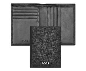 HUGO BOSS Porte-cartes Classique Noir Multiples Fentes pour Cartes et Poche Fendue 8 Compartiments Cuir de Vache Uni Rabat Bi-pli Adultes Unisexe