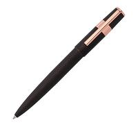 Hugo Boss Stylo à bille à rayures fines Noir/or rose | Encre bleue | Boîte cadeau