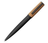 Hugo Boss Stylo à bille Arche Iconic - texture mélangée, capuchon camel logoté - Noir