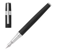 Hugo Boss Gear Pinstripe HSV2852A Stylo plume en laiton avec revêtement chromé Noir/chromé Dimensions : 13,8 cm x 1,1 cm