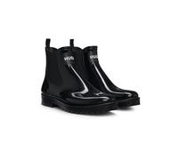 HUGO Bottes de pluie Chelsea en matière brillante avec patch logo - Style Tabita Rain Bootie_N, 50498397 Noir 40