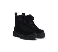 HUGO Bottines à lacets en cuir suédé avec étiquette logotée amovible - Style Kris_DrbBootie_SD, 50552733 Noir 40