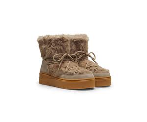 HUGO Bottines à plateforme avec tige en fourrure synthétique - Style LyzzPlt_Boot_fur, 50578987 Brun chiné 39
