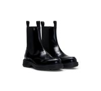 HUGO Bottines Chelsea en cuir lustré à logo revisité - Style Angey_Cheb_aclt, 50573793 Noir 40