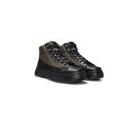 HUGO Bottines style chaussures de randonnée avec tige en cuir et tissu - Style Urian_hito_nybo, 50548694 Noir 43