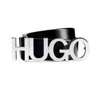 Hugo - Boucle Logo Argent Ceinture Cuir Noir - Femme - Accessoires - Noir - Taille: 70 CM
