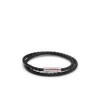 HUGO Bracelet double tour en cuir tressé avec fermeture logotée - Style E-DOUBLEBRAID2-BRA, 50532309 Noir pcs.