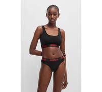 HUGO Brassière en coton stretch avec bande logo - Style BRALETTE SPORTY LOGO, 50469631 Noir S