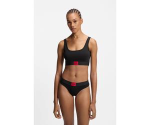 HUGO Brassière en coton stretch avec étiquette logotée rouge - Style BRALETTE RED LABEL, 50469652 Noir M