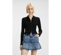 HUGO Cardigan côtelé avec fermeture éclair à tirette logotée - Style Sestry_B, 50548140 Noir M