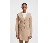 HUGO Cardigan en laine mélangée à logo brodé - Style Selosina, 50545141 Beige M