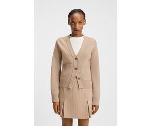 HUGO Cardigan en laine mélangée à logo brodé - Style Selosina, 50545141 Beige XS