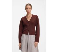 HUGO Cardigan en laine mélangée avec rivet à logo - Style Selosy, 50562701 Marron L