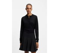 HUGO Cardigan en laine mérinos à col rond et logo revisité - Style Sfabri, 50550984 Noir L