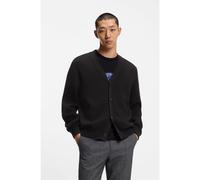 HUGO Cardigan en maille de coton structuré - Style San Jared-C, 50551509 Noir L