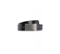Hugo - Ceinture en cuir avec boucle plaque en métal gunmetal griffée - Femme - Accessoires - Noir - Taille: 95 CM