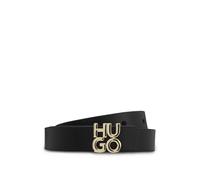 HUGO Ceinture en cuir italien avec boucle à logo revisité - Style HU-GO_Sta-AG_Sz20, 50554084 Noir 85